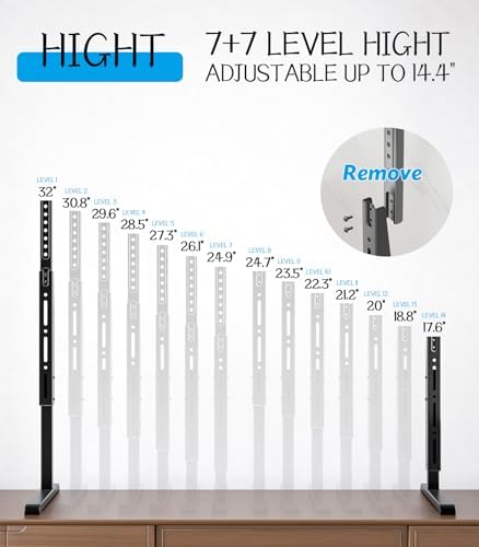Universal TV Stand, Table Top TV Stand Base Wobble-Free Replacement for Most 24 to 80 Inch LCD LED TVs, 7 Height Adjustable TV Legs Hold up to 150lbs, Max VESA 800x500mm, Black AX10TB02