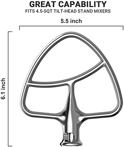 Stainless Steel Paddle Attachment for Kitchenaid Mixer, Replacement for Kitchenaid Paddle Attachment, Fit 4.5-5Qt Tilt-Head Stand Mixers, For Kitchen Aid Paddle by Innomoon