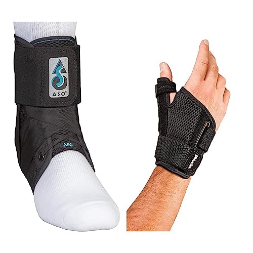 Med Spec 264015 ASO Ankle Stabilizer, Black, Large & Mueller Sports Medicine Adjust-to-Fit Thumb Stabilizer, For Men and Women, Black, One Size Fits Most, arthritis