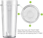 2-Pack 16oz Ninja Blender Replacement Cups with Sip Lids, Blender Replacement Parts Compatible with Nutri Ninja Blender BL770 BL780 BL660