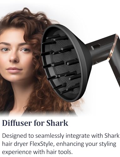Diffuser Attachment for Shark FlexStyle Hair Dryer, Enhance Natural Curls Accessories for Flex Style Blow Dryer Styler, Styling Tool for Wavy, Curly, Coily Hair, Black