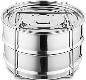 Stackable Stainless Steel Insert Pans - Inserts for Instant Pot - Pan for Instapot - Accessories for Instant Pot- FITS 6 QT and Above - Single Size - Pressure Cooker Steamer Pan Accessories