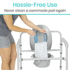 Vive Commode Liners with Absorbent Pads - Portable Toilet Bedside Chair Replacement Bags - Disposable Porta Potty Liners for Bariatric Standard Arm 3 in 1 Folding Buckets - Leakproof (72 Pack)