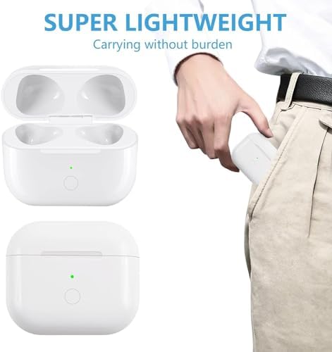 Charging Case Replacement Compatible with AirPods 3rd Generation, Wireless AirPods 3 Charger Case with Pairing Sync Button Without Earbuds, White