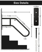 Handrails for Outdoor Steps Stair Railing Indoor, Stairs Wall Mounted Metal Handrail for The Elderly, Kids, Disabled, Pregnant Women
