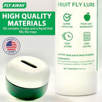 Fly Away - Indoor Fruit Fly Trap Kit. Reusable & Refillable Traps (3), Trap Flies for Over 90 Days with Liquid Bait Lure, Stylish Design - Perfect for Home Kitchens, Bars, Restaurants, and Wineries.