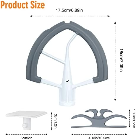 Flex Edge Beater for KitchenAid 6 QT Bowl-Lift Stand Mixer with 2 Kitchen Accessories, Flat Beater Paddle with Flexible Silicone Edges Bowl Scraper, Kitchen Aid Mixers Accessories