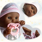 JC Toys 15" Realistic Soft Body African American Baby Doll with Open/Close Eyes Berenguer Boutique | 10 Piece Gift Set with Bottle, Rattle, Pacifier & Accessories | Pink | Ages 2+