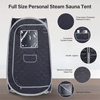 Smartmak Portable Steam Sauna Tent, Full Body Personal Home Spa, Lightweight Foldable Steam Room for Detox Therapy, Steamer NOT Included (L 31.5” * W 31.5” * H 55.2” BlackGrey)