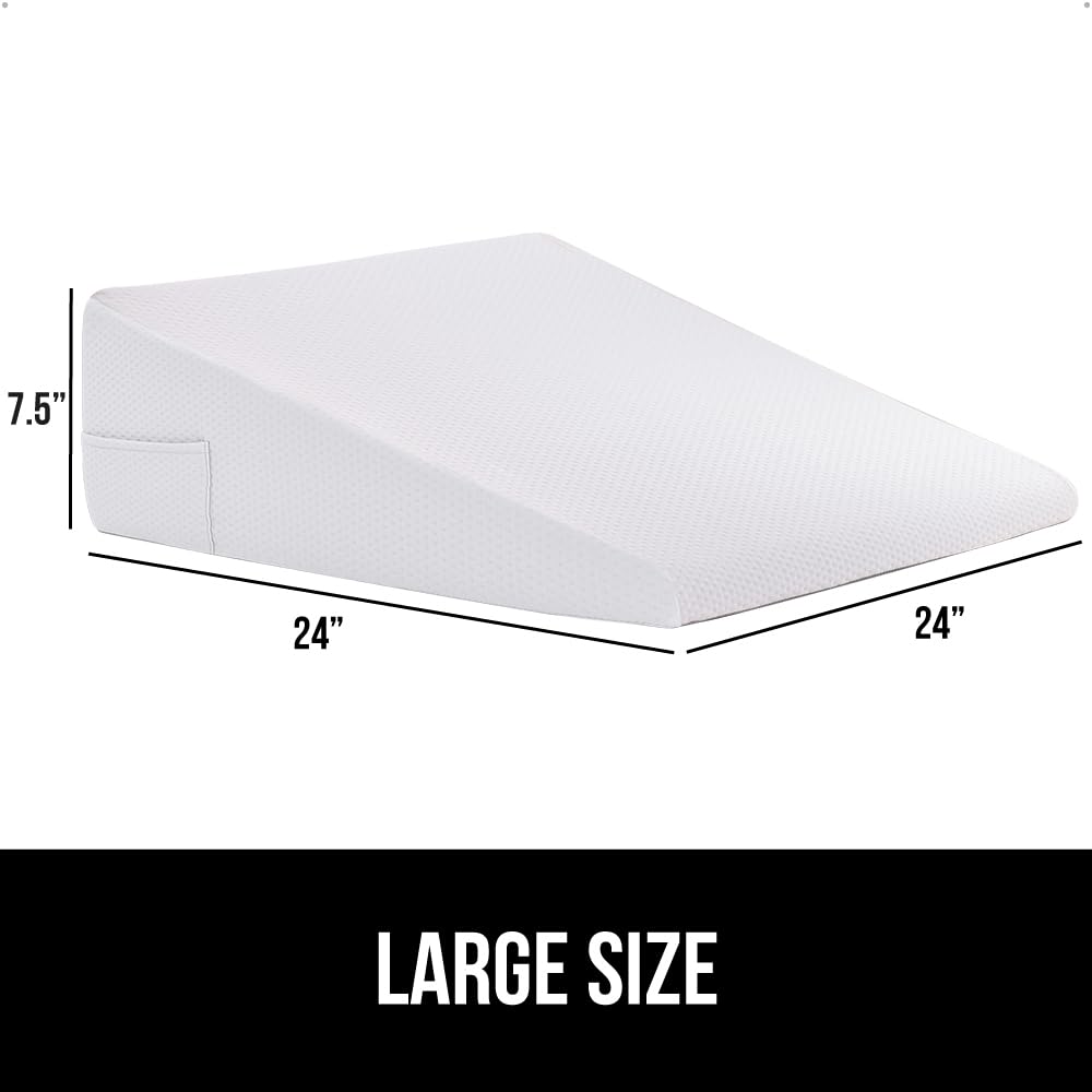 GORILLA GRIP Bed Wedge Ergonomic Sleeping Pillow, Soft Dual Layer Memory Foam, Stay in Place Dots, Breathable Cover, Headboard Triangle Sleep Support for Reading Acid Reflux Anti Snoring, 7.5in White
