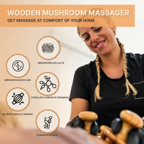 Nuddspa Wood Therapy Massage Tools 6 Pcs, Lymphatic Drainage Massager, Maderoterapia Kit, Anti Cellulite Complete Body Sculpting Tools for Total Relaxation & Relief (6 Pack)