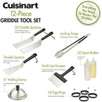 Cuisinart CGS-1312 12-Piece Tool Set, Outdoor Griddle Accessories-Spatula, Tongs, Scraper, Melting Dome, Squirt Bottle, Silicone Egg Ring