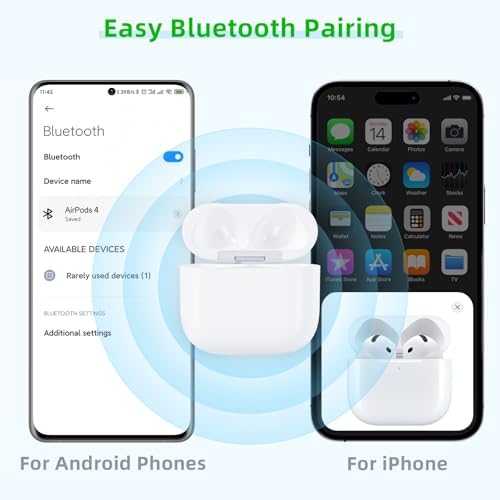 Wireless Charging Case Compatible with AirPods 4, Replacement Charger Case with Bluetooth Pairing Sync Button (to USB-C)
