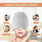 Headache Relief Hat Migraine Ice Head Wrap, Ice Packs for Injuries Reusable Migraine Relief Cap, Wearable Compressed Therapy Headache Relief Hat for Migraines Tension Sinus Fever Stress Relief(Gray)