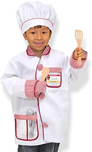 Melissa & Doug Chef Role Play Costume Dress -Up Set With Realistic Accessories Pretend Chef Outfit, Costume For Kids, Toddlers, Ages 3+