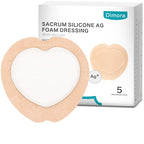 Dimora Ag Silver Sacrum Foam Wound Dressing Bandages Silicone Adhesive Border 7"x7" Waterproof Sacral Pads Absorbent Breathable Bed Sore Pressure Dressing