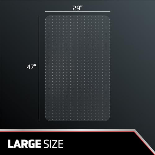 NINJA Easy Glide Office Chair Mat for Carpet Floors, Strong Slip Resistant Under Desk Floor Protector, Stay in Place Plastic Computer Mats for Rolling Work and Gaming Chairs, 29x47 Inch, Clear
