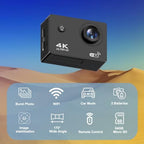 4K 30FPS WiFi Action Camera- 98FT Waterproof Ultra HD Underwater Camera, 170° Wide Angle 2.0" Screen, Sports Camera with 2 Batteries, 64G Memory Card, Mounting Accessories Kit