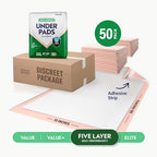 XXL Bed Pads, 5-Layer Disposable 30 x 36 Chucks Pee Pads for Incontinence Bed Wetting for Adults, Elderly & Kids [50 Pads] Heavy-Duty Extra Large Underpads - 30x36 - With 2 Adhesive Strips on Each Pad