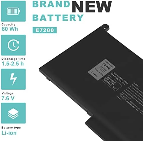 TREE.NB 60Wh F3YGT Replacement Laptop Battery for Dell Latitude 12 7000 7280 7290 13 7380 7390 P29S002 14 7480 7490 P73G002 E7480 E7280 E7290 DM3WC DM6WC 2X39G KG7VF V4940 451-BBYE 453-BBCF
