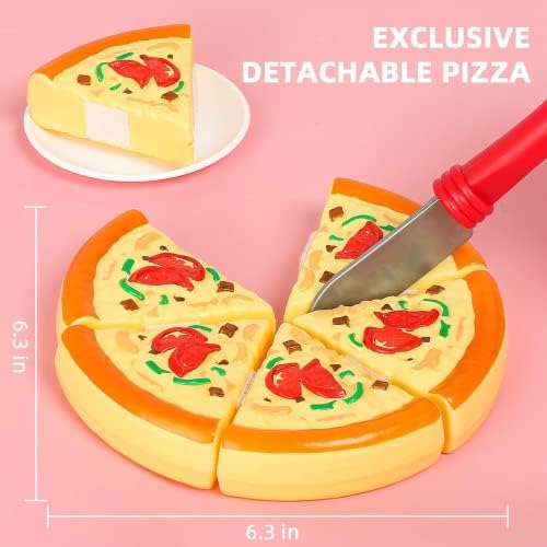 67Pc Pretend Play Food Sets for Kids Kitchen, Pizza Toy Food & Cutting Fake Food - Fruits & Vegetables, Play Kitchen Toys Accessories, Pretend Food Toys for Toddlers Boys Girls Birthday Gift
