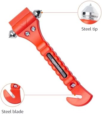 Amazon Basics Emergency Seat Belt Cutter and Window Hammer Tool, Car Accessories, 2 Pack, SW-835