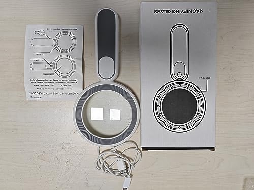 Magnifying Glass with Light, Handheld Illuminated Lighted Magnifying Glass with 21 Led, 3 Light Modes & Rechargeable USB Magnifier Seniors, Reading, Macular Degeneration, Exploring, Coins (Black)