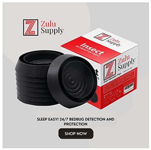 Zulu Supply Bed Bug Interceptors, Traps, 8 Pack, Bedbug Monitor, Insect Detector for Bed Legs or Furniture (Black 8-Pack)
