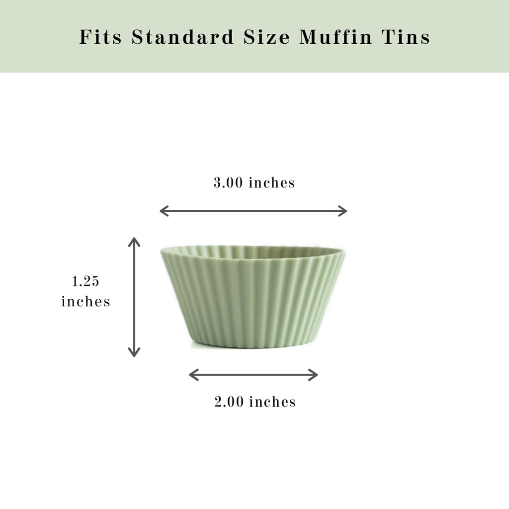 The Silicone Kitchen Reusable Silicone Baking Cup Silicone Muffin Liners for Cupcakes, BPA Free, Regular, 12 Pack, White Blue Green