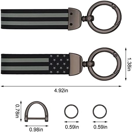 Elegananccy American USA Flag Car Keychain with Zinc Alloy Ring Fit for Truck, Ford, Jeep, Men Car Accessories