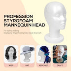 STUDIO LIMITED 11.4-Inch Styrofoam Mannequin Head (4 Pack) - White Foam Wig Stand for Wigs, Hats, Masks, Hairpieces, Arts, Crafts, DIY Projects, Salon Display, and Travel Use
