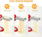 Pasta Roller & Cutters Attachment for KitchenAid Mixers, 3 in 1 Set Included Dough Sheet Roller, Spaghetti and Fettuccine Cutters Maker Accessories