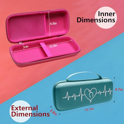 LTGEM Stethoscope Case for 3M Littmann Cardiology III,II,IV,3M Littmann Master Cardiology/MDF MDOne Stainless Steel Stethoscope Nurse Accessories and Medical Equipment (Deep Pink Infrared+Pink Inner)