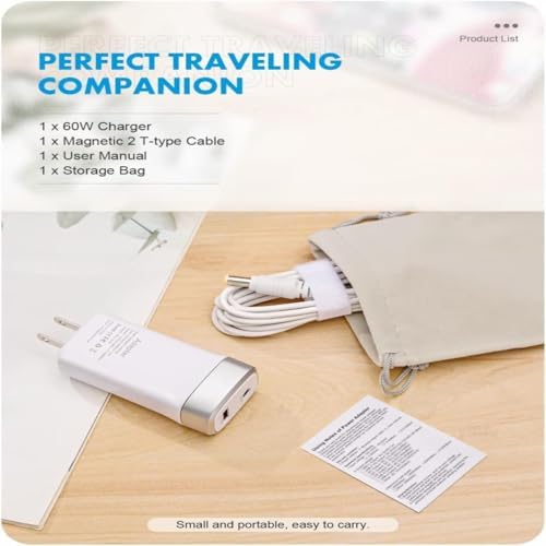 45W 60W Mini Charger Compatible with Mac Book Air 11/13 inch, Magnetic 1st-Gen L Type Connector, Portable Travel Replacement USB Adapter A1374 A1244 A1370 A1369 A1377 A1237 (Before Mid 2012)