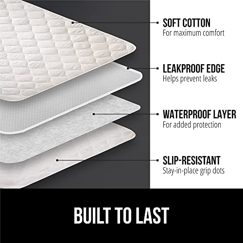 Gorilla Grip Washable Toddler Mattress Incontinence Pads, Reusable Waterproof Bed Underpads, Absorbent Leak Proof, 52x44, Slip Resistant Pad Protector Absorbs 11 Cups for Bedwetting Elderly Kids White