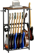 Guitar Stand for Acoustic Holder, Electric Guitar, Bass, Ukulele, Multiple Guitar Rack Holder, Floor Adjustable for Guitars, Guitar Amp Accessories, for Home Music Studio, Rustic Brown GSHR6701