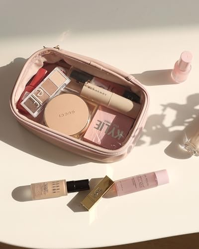 Pocmimut Makeup Bag,Small Makeup Bag Clear Travel Makeup Bag Car Accessories Storage for Women,Travel Essentials Organizers,Pink