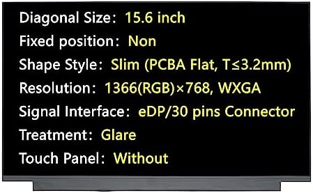 New Screen Replacement for NT156WHM-N34 NT156WHM-N30 NT156WHM-N35,eDP 30 Pins 1366(RGB)×768, WXGA Glare LCD LED Display