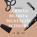 ONTAKI 5" Professional German Beard & Mustache Scissors With 2 Comb & Carrying Pouch for Men Hand Forged Bevel Edge For Precision - Perfect Facial Hair Grooming Kit All Body Hair (Black)