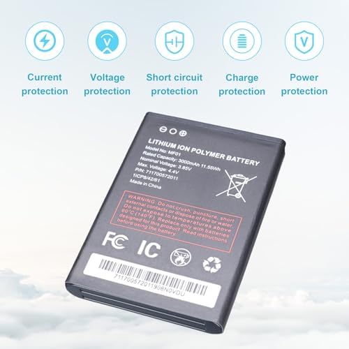 MF01 Lithium ion Battery - Replacement Battery for MF01 for AT&T Turbo Hotspot 2 (CT2MH507) High Capacity Lithium ion Battery 3000mAh