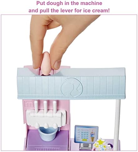 Barbie Careers Playset, Ice Cream Shop Set with Blonde Fashion Doll, Ice Cream Machine, Molds, Dough & Accessories