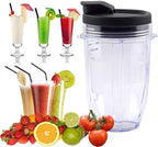 Replacement 18oz Blender Cup with Sip & Seal Lid For Nutri Ninja BL450 BL456 BL480 BL482 BL640 BL642 BL682 BN401 BN751 BN801 Foodi SS101 SS151 SS351 SS401 SS400 Ninja Blender Auto IQ Blade, 2-Pack