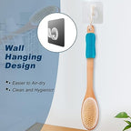 KIPRITII Ergonomically Back Scrubber for Shower - Double-Sided Back Brush Long Handle for Shower, Wet & Dry Brush for Cellulite and Lymphatic (Blue)