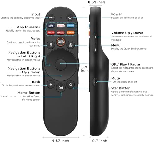 Replacement for VIZIO Smart TV Voice Remote Control XRT270 for VIZIO D/P/M/V-Series FHD 4K Quantum Pro Smartcast TVs