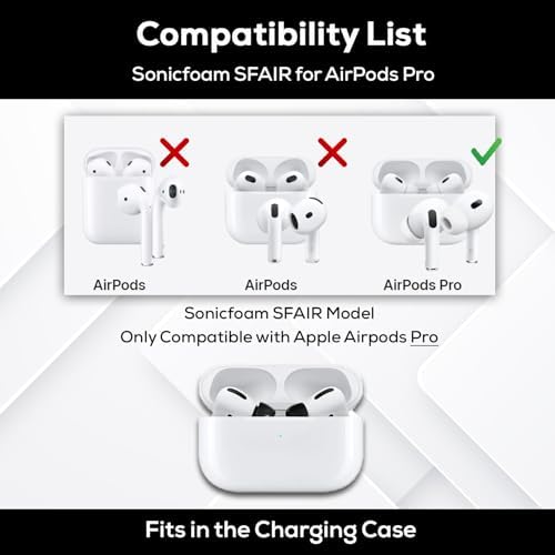 Memory Foam Earbud Tips - Premium Noise Isolation, Replacement Foam Ear Tips, 10 Pack for Airpods Pro (SFAIR Small, Black)