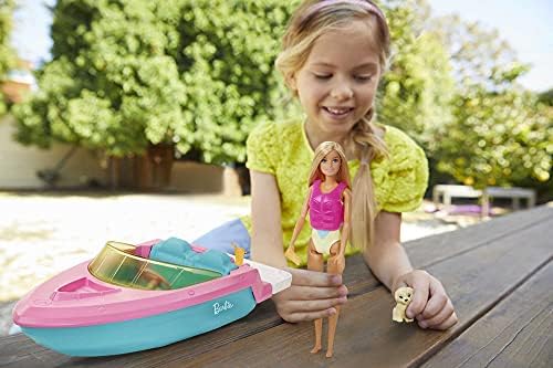 ﻿Barbie Boat with Puppy and Themed Accessories, Fits 3 Dolls, Floats in Water, Great Toy for 3 to 7 Year Olds