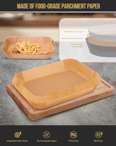 130PCS Air Fryer Liners Disposable for Ninja FG551/DG551 6-in-1 Indoor Grill, MMH Airfryer Parchment Paper Liner Rectangular for Ninja Smart XL Air Fryer, Ninja IG601 Foodi Airfryer Oven Accessories