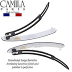 Camila Paris CP3375 French Hair Barrettes Clips for Women, Handmade, Girls Side Slide-in Barrette Clip, Hair Accessories for Women. Strong Hold No Slip Grip Fashion Durable Styling, Made in France