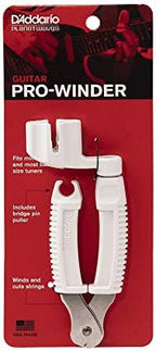 D'Addario Accessories Pro-Winder - The Original Guitar String Winder, Guitar String Cutter, Guitar Bridge Pin Puller - All in One Guitar Tool for Restringing - White