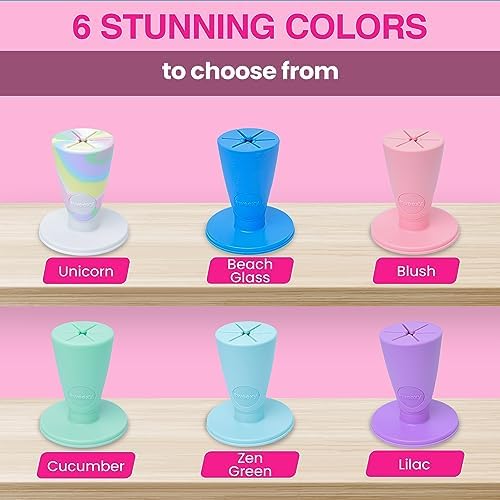 tweexy Hinge Untippable Nail Polish Bottle Holder | Anti-Spill Nail Polish Holder Stand, Tilted, IntelliStick Airlock Suction | Fingernail Painting, Nail Art Tools | Nail Polish Accessories (Blush)